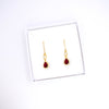 Garnet Red Deco Long Teardrop Leverback Earrings