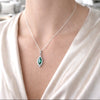 Silver Emerald Green Marquise Pendant Necklace