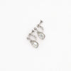 A pair of silver-toned clip-on earrings with clear faceted crystal drops, shown on a plain white background.