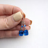 Sapphire Blue Vintage Crystal Leverback Earrings