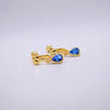 Yellow Gold Plated Sapphire Blue Teardrop Clip On Earrings