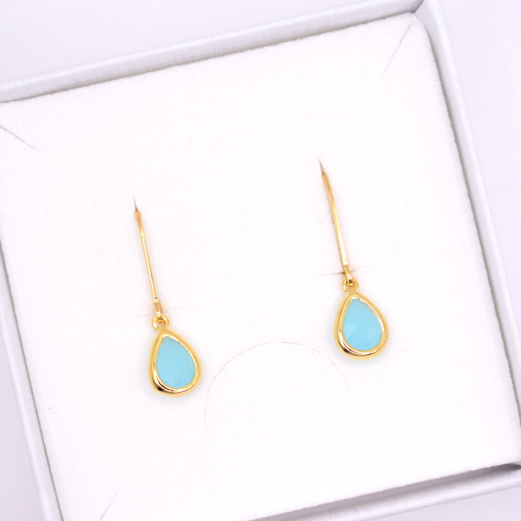 Turquoise Blue Teardrop Leverback Earrings