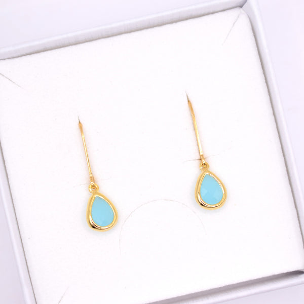 Turquoise Blue Teardrop Leverback Earrings