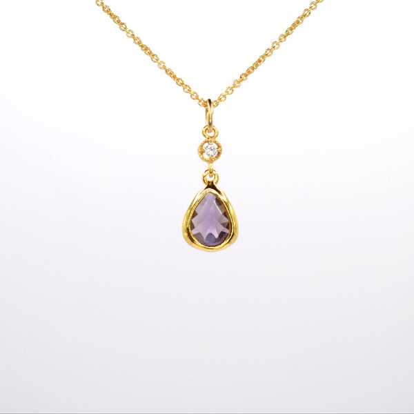 Amethyst Purple Long Teardrop Necklace