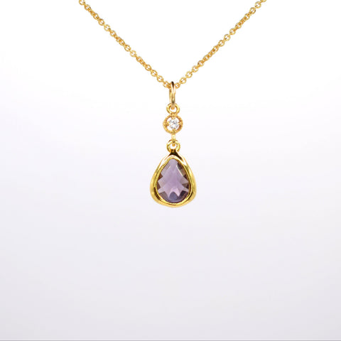 Amethyst Purple Long Teardrop Necklace