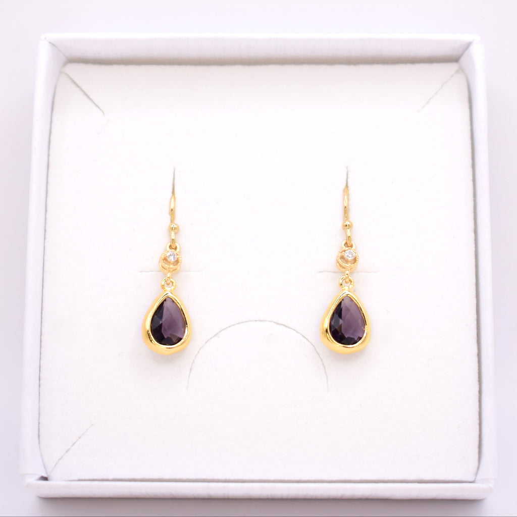 Amethyst Purple Long Teardrop Hook Earrings