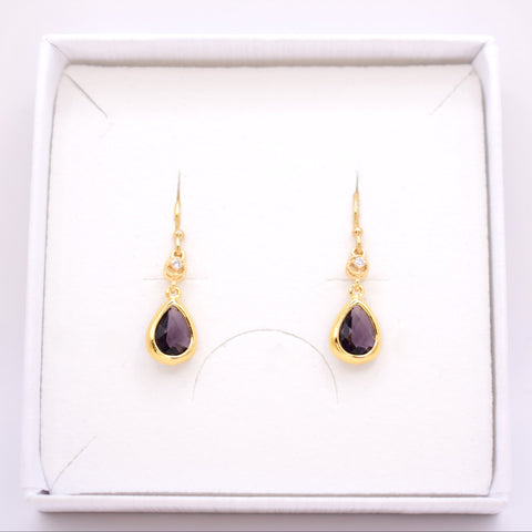 Amethyst Purple Long Teardrop Hook Earrings