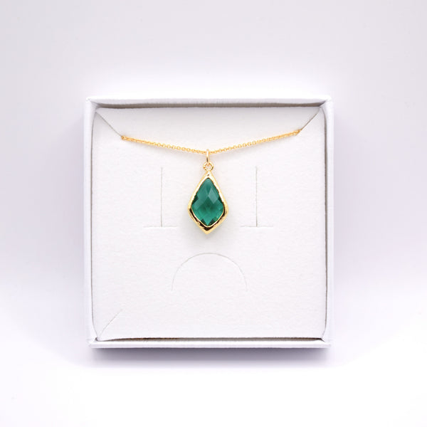Green Deco Droplet Pendant Necklace