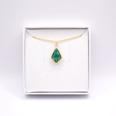 Green Deco Droplet Pendant Necklace