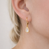 White Opal Teardrop Leverback Earrings
