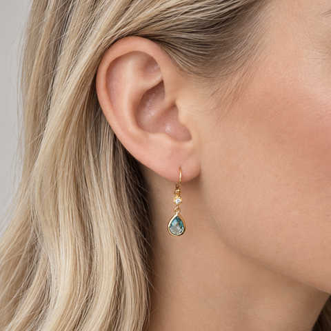 Aquamarine Long Teardrop Earrings