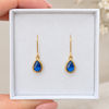 Sapphire Blue Teardrop Leverback Earrings