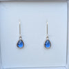 Sapphire Blue Silver Teardrop Leverback Earrings