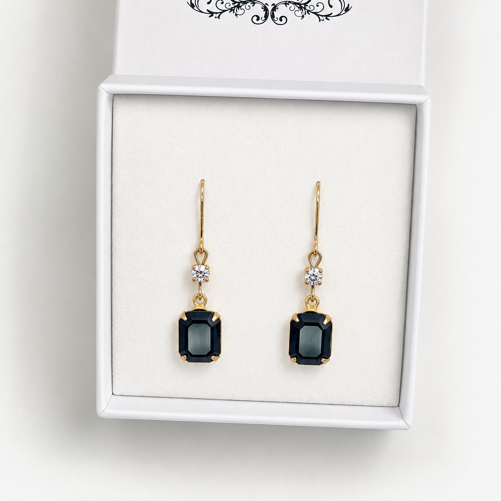 Black And Clear Crystal Leverback Earrings