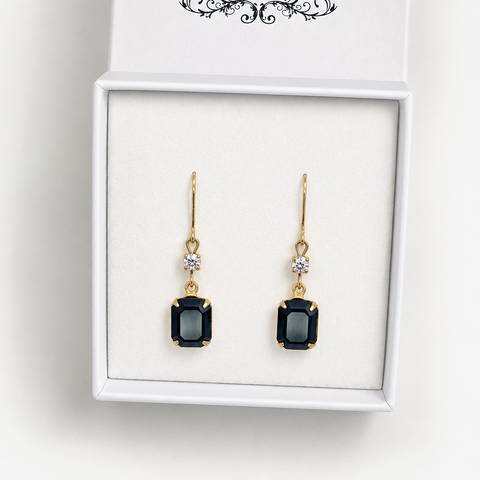 Black And Clear Crystal Leverback Earrings