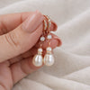 Rose Gold Long Teardrop Pearl Earrings