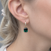 Emerald Green and Gold Cubic Zirconia Fishhook Earrings