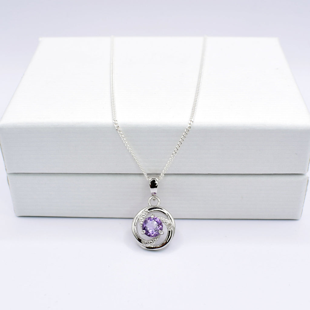 Amethyst And Sterling Silver Open Circular Necklace