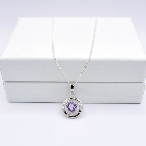 Amethyst And Sterling Silver Open Circular Necklace