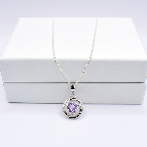 Amethyst And Sterling Silver Open Circular Necklace