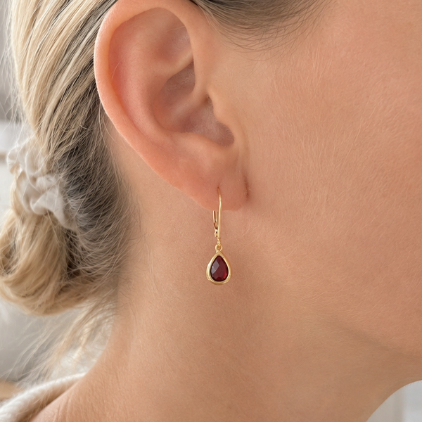 Garnet Red Teardrop Earrings