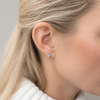 Silver Blue Topaz Round Stud Earrings