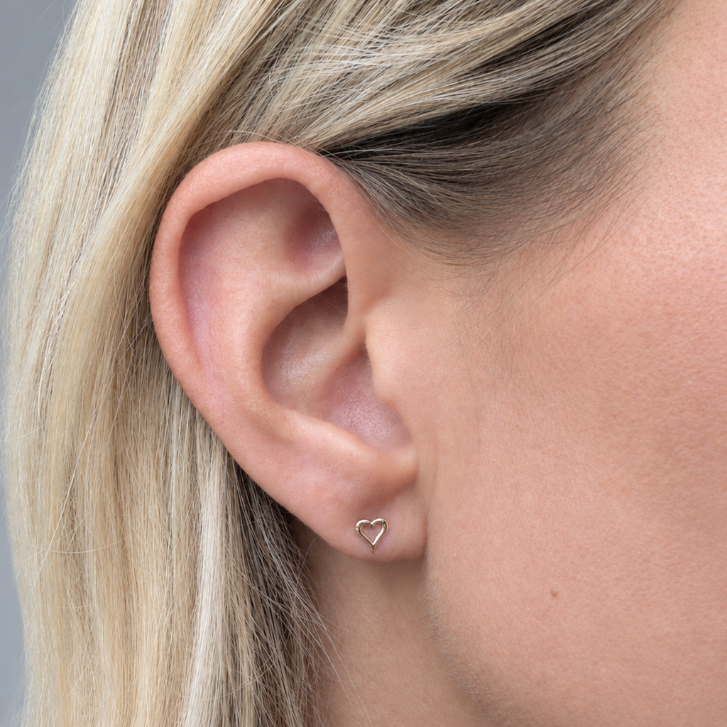 Open Heart 9ct Gold Stud Earrings