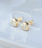 9ct Gold Bezel Set Cubic Zirconia Heart Earrings, earrings - Katherine Swaine