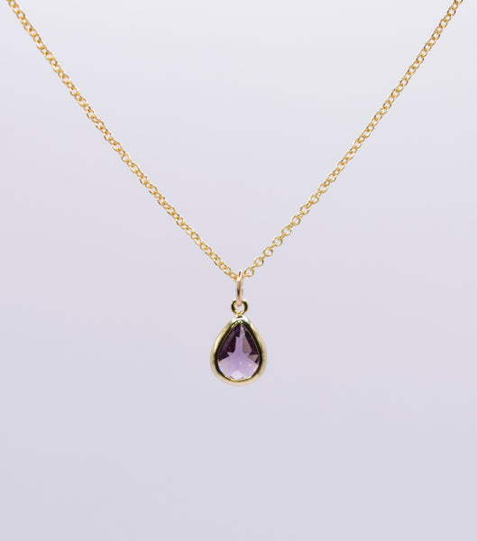 Amethyst Purple Teardrop Pendant Necklace