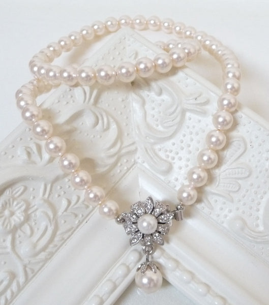 Antique Style Single String Flower Necklace, Necklace - Katherine Swaine