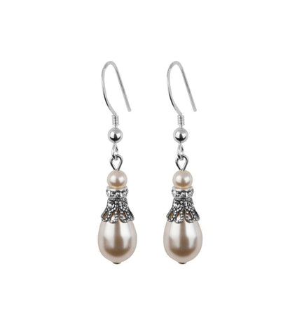 Crystal Filigree And Pearl Fish Hook Earrings, earrings - Katherine Swaine