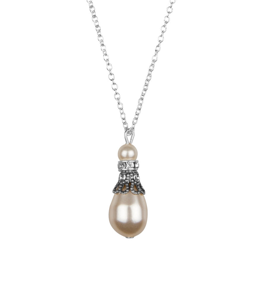 Crystal Filigree And Pearl Pendant Necklace, Necklace - Katherine Swaine
