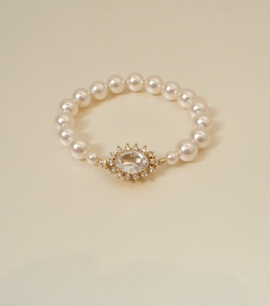 Crystal And Pearl Single String Bracelet, bracelet - Katherine Swaine