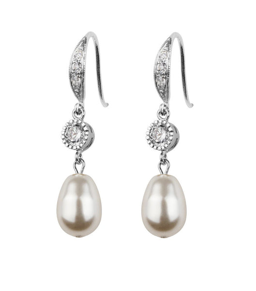 Crystal And Pearl Fish Hook Earrings, earrings - Katherine Swaine