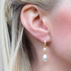 Gold Crystal And Pearl Fish Hook Earrings, earrings - Katherine Swaine