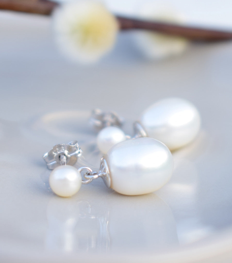 Cultured Pearl Drop Earrings, earrings - Katherine Swaine
