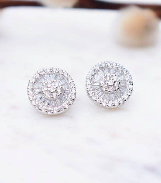 Silver Deco Cluster Stud Earrings, earrings - Katherine Swaine