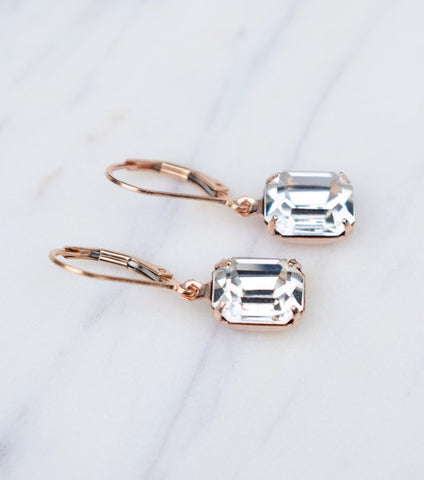 Crystal Deco Inspired Leverback Earrings, earrings - Katherine Swaine
