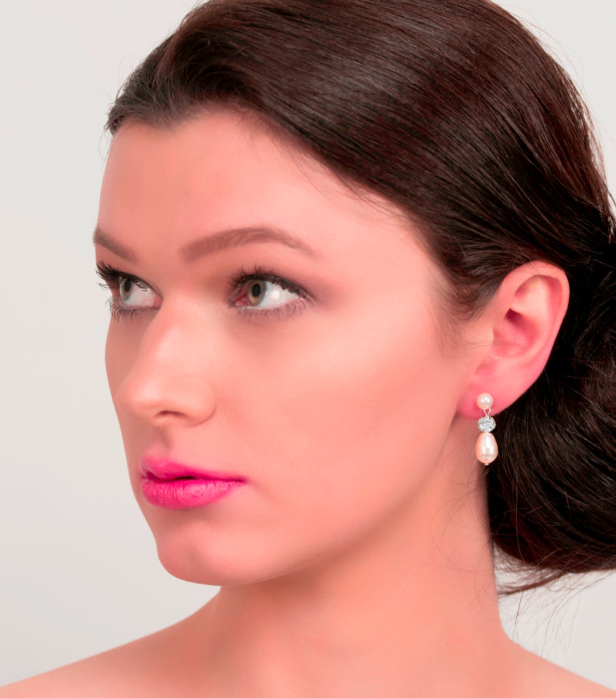 Diamante And Pearl Drop Earrings, earrings - Katherine Swaine