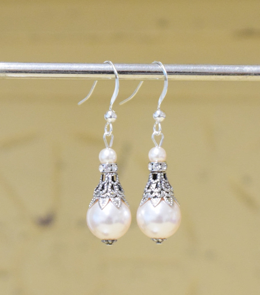Filigree And Pearl Fish Hook Earrings, earrings - Katherine Swaine