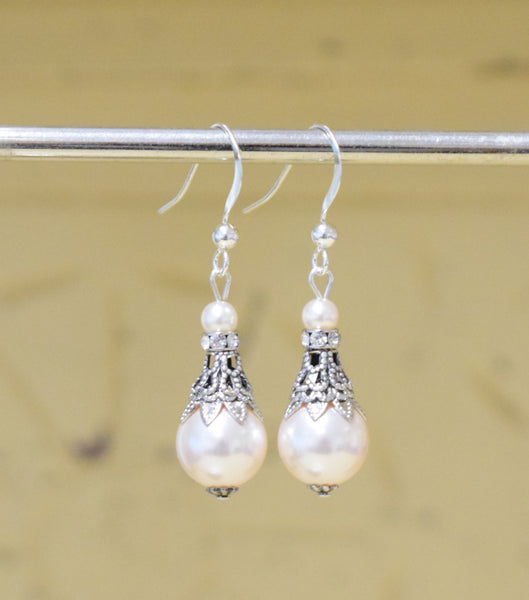 Filigree And Pearl Fish Hook Earrings, earrings - Katherine Swaine