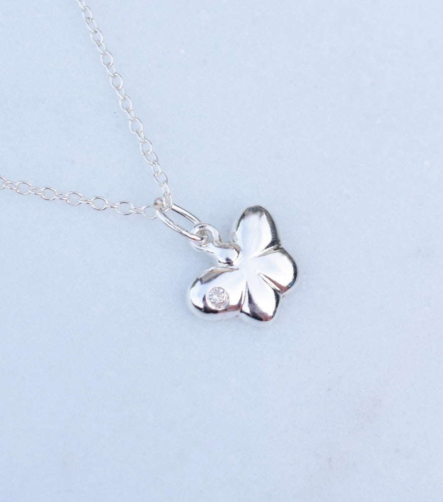 Girls Silver Butterfly Pendant With Cubic Zirconia, Necklace - Katherine Swaine