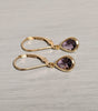 Amethyst Purple Teardrop Leverback Earrings