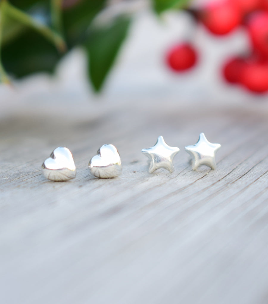 Hearts and Stars Sterling Silver Earring Set, earrings - Katherine Swaine