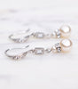 Pearl And Crystal Baguette Long Drop Earrings, earrings - Katherine Swaine