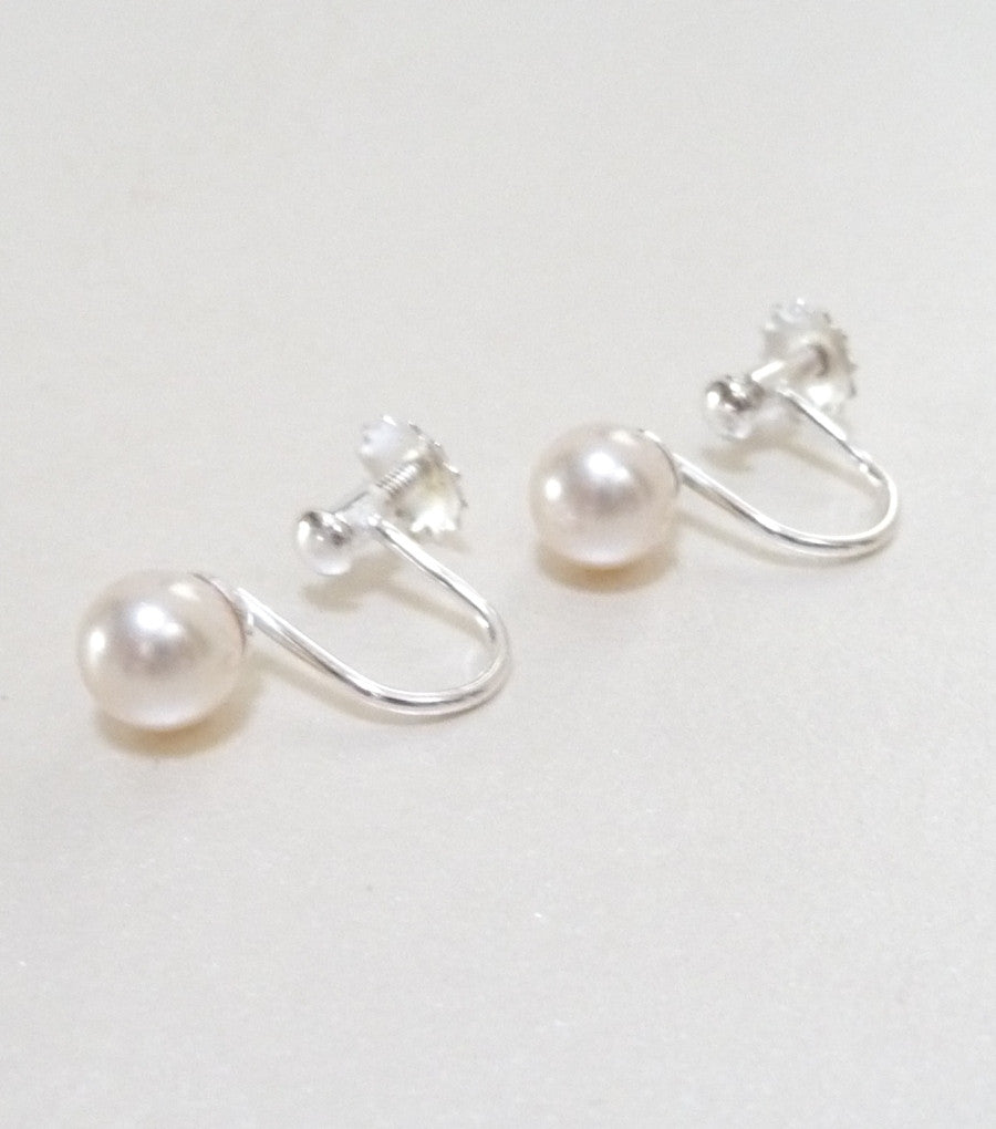 Pearl Sterling Silver Screw Back Earrings Katherine Swaine