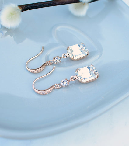 Rose Gold Deco Droplet Earrings, earrings - Katherine Swaine