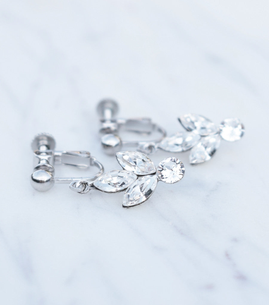 Rhinestone Cluster Clip On Earrings, earrings - Katherine Swaine