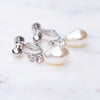 Rhinestone And Teardrop Pearl Clip On Earrings in Silver, earrings - Katherine Swaine