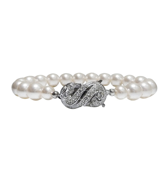 Rhinestone and Pearl Single String Bracelet, bracelet - Katherine Swaine